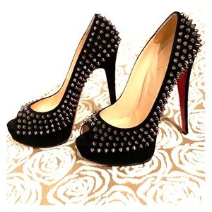 Christian Louboutin Black Suede Spiked Heels